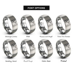 font options for inside engraving on grey cross music notes rings