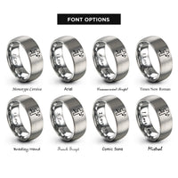 font options for inside engraving on grey cross music notes rings