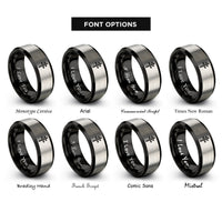 font options for inside engraving on black & gray cross of lorraine rings
