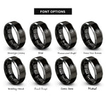 font options for inside engraving on black & silver cross paw rings