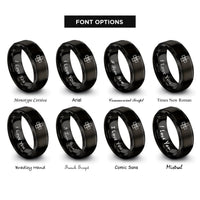 font options for inside engraving on black cross paw rings