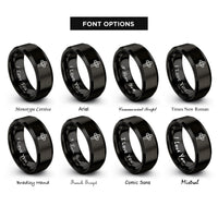 font options for inside engraving on black cross ringed rings