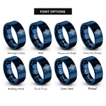 font options for inside engraving on blue cross ringed rings