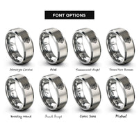 font options for inside engraving on gray cross ringed rings