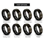 font options for inside engraving on gunmetal & black cross ringed rings