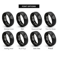 font options for inside engraving on black cross wings halo rings