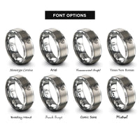 font options for inside engraving on gray cross wings halo rings