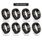 font options for inside engraving on black cross wreath rings