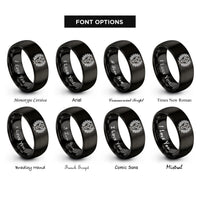 font options for inside engraving on black cross wreath rings