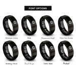 font options for inside engraving on black cross wreath rings