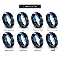 font options for inside engraving on blue & gray crossbow bolt rings