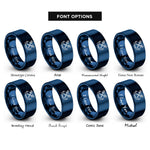 font options for inside engraving on blue crossed anchors rings
