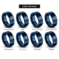 font options for inside engraving on blue crossed anchors rings