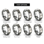 font options for inside engraving on gray crossed anchors rings