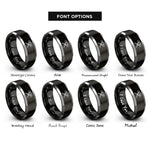 font options for inside engraving on black & gray crossed axes rings