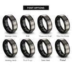 font options for inside engraving on black & gray crossed axes rings