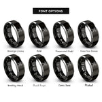 font options for inside engraving on black & gray crossed axes rings