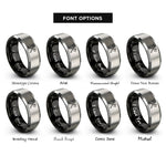 font options for inside engraving on black & grey crossed axes rings