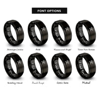 font options for inside engraving on black crossed axes rings