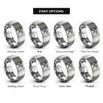 font options for inside engraving on silver crossed axes rings