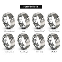 font options for inside engraving on silver crossed axes rings
