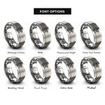 font options for inside engraving on silver crossed axes rings