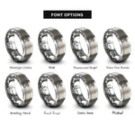 font options for inside engraving on grey crossed axes rings