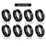 font options for inside engraving on black & grey crossed brushes rings