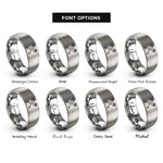 font options for inside engraving on grey crossed brushes rings