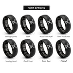 font options for inside engraving on black crossed bugles 1 rings