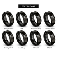 font options for inside engraving on black crossed bugles 1 rings