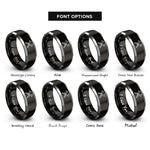 font options for inside engraving on black & gray crossed bugles 2 rings