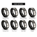 font options for inside engraving on black & grey crossed bugles 2 rings