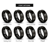 font options for inside engraving on black crossed bugles 2 rings