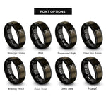 font options for inside engraving on gunmetal & black crossed bugles 4 rings