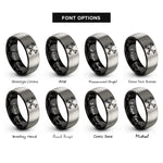 font options for inside engraving on black & grey crossed bugles 5 rings