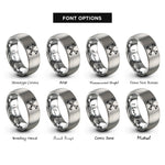 font options for inside engraving on grey crossed bugles 5 rings