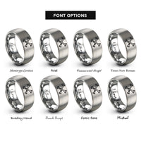 font options for inside engraving on grey crossed bugles 5 rings