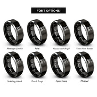 font options for inside engraving on black & grey crossed cannons rings