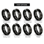font options for inside engraving on black & silver crossed chef knives rings