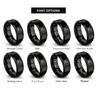 font options for inside engraving on black crossed chef knives rings