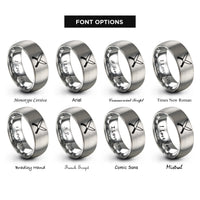 font options for inside engraving on grey crossed chef knives rings