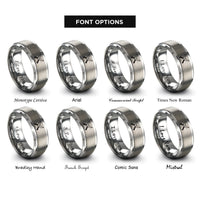 font options for inside engraving on grey crossed chef knives rings