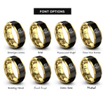font options for inside engraving on black & gold crossed darts laurel rings