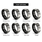 font options for inside engraving on black & gray crossed darts laurel rings