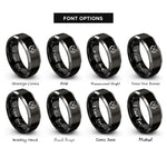 font options for inside engraving on black & silver crossed darts laurel rings