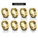 font options for inside engraving on gold crossed darts laurel rings