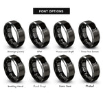 font options for inside engraving on black & gray crossed drill wrench rings