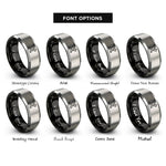font options for inside engraving on black & grey crossed drill wrench rings