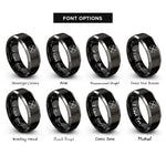 font options for inside engraving on black & gray crossed drumsticks circle rings